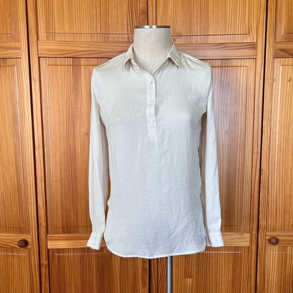 Dolan Small Cream Long Sleeve Collar Shirt Button Up - Picture 2 of 10